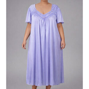 Vintage Only Necessities Plus Size 3X 100% Nylon Nightgown Light Purple Lace